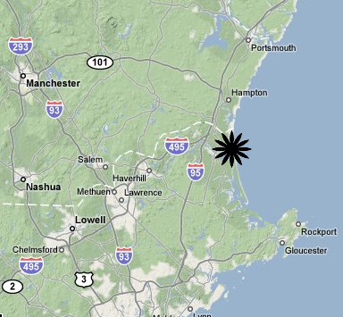 a map showing the location of Salisbury Beach State Reservation, MA
