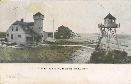 old postcard showing the now gone life saving station